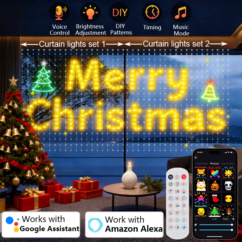 1/2PCS 400LEDs Smart Curtain L - Home Decor Free App review and price